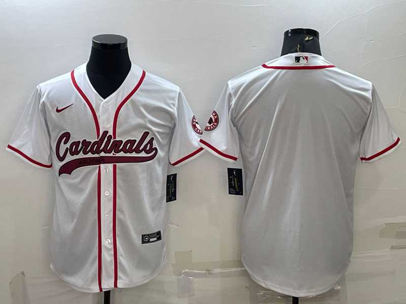 Mens Arizona Cardinals Blank White With Patch Cool Base Stitched Baseball Jersey